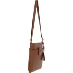 Tab Small Zip Top Leather Cross Body Bag Tan -Luxe Style Central tab small zip top leather cross body bag tan p4342 18587 image