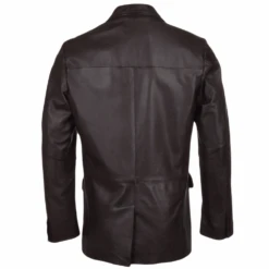 Three Button Leather Blazer Mid Brown: Malone -Luxe Style Central three button leather blazer mid brown malone p1086 4570 image