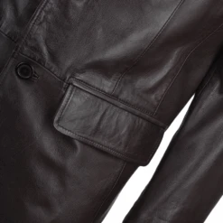 Three Button Leather Blazer Mid Brown: Malone -Luxe Style Central three button leather blazer mid brown malone p1086 4571 image