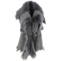 Toscana Double Collar Suede Leather Gilet Mineral Grey: Pegasus