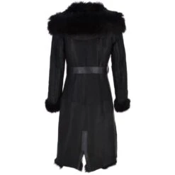 Toscana Longhaired Hood And Belted Shearling Coat Black : Cammi -Luxe Style Central toscana longhaired hood and belted shearling coat black cammi p3783 16338 image