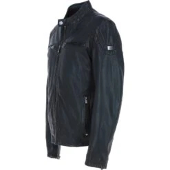 Men’s Leather Biker Jacket Charcoal: Edison -Luxe Style Central trapper men s leather biker jacket charcoal edison p6861 25417 image