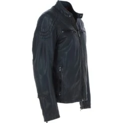 Men’s Leather Biker Jacket Charcoal: Edison -Luxe Style Central trapper men s leather biker jacket charcoal edison p6861 25419 image