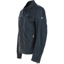 Men’s Leather Biker Jacket Midnight Navy: Edison -Luxe Style Central trapper men s leather biker jacket midnight navy edison p6862 25421 image