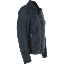 Men’s Leather Biker Jacket Midnight Navy: Edison -Luxe Style Central trapper men s leather biker jacket midnight navy edison p6862 25423 image