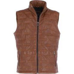 Men’s Leather Vest Cognac: 7956