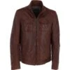Mens Nappa Leather Jacket Red Brown: Jason -Luxe Style Central trapper mens nappa leather jacket red brown jason p5802 20673 image