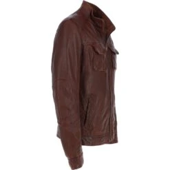 Mens Nappa Leather Jacket Red Brown: Jason -Luxe Style Central trapper mens nappa leather jacket red brown jason p5802 20676 image