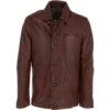 Mens Nappa Leather Jacket Red Brown: Joshua -Luxe Style Central trapper mens nappa leather jacket red brown joshua p5797 20665 image