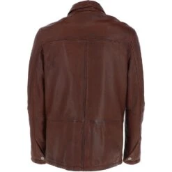 Mens Nappa Leather Jacket Red Brown: Joshua -Luxe Style Central trapper mens nappa leather jacket red brown joshua p5797 20667 image