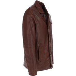 Mens Nappa Leather Jacket Red Brown: Joshua -Luxe Style Central trapper mens nappa leather jacket red brown joshua p5797 20668 image