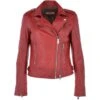 Twin Zip Fastening Leather Jacket Red : Ciara -Luxe Style Central twin zip fastening leather jacket red ciara p3699 16096 image