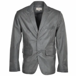 Two Button Leather Blazer Grey: Capone