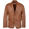 Two Button Leather Blazer Tan: Capone -Luxe Style Central two button leather blazer tan capone p1085 4563 image