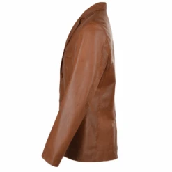 Two Button Leather Blazer Tan: Capone -Luxe Style Central two button leather blazer tan capone p1085 4564 image