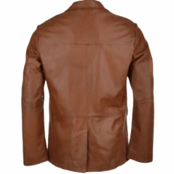 Two Button Leather Blazer Tan: Capone -Luxe Style Central two button leather blazer tan capone p1085 4565 image