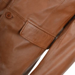 Two Button Leather Blazer Tan: Capone -Luxe Style Central two button leather blazer tan capone p1085 4566 image