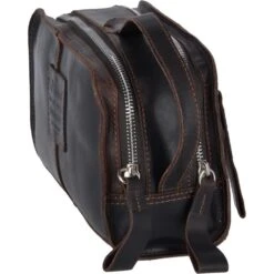 Two Section Oily Hunter Leather Wash Bag Brown : 1667 -Luxe Style Central two section oily hunter leather wash bag brown 1667 p2372 10896 image