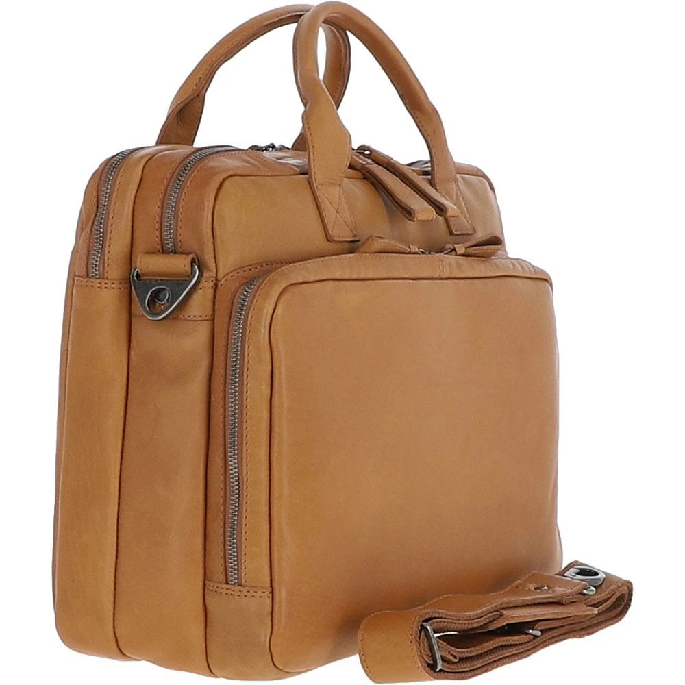 Two Section Waxy Leather Work Bag Cognac: W-75 6 Two Section Waxy Leather Work Bag Cognac: W-75 - Image 4