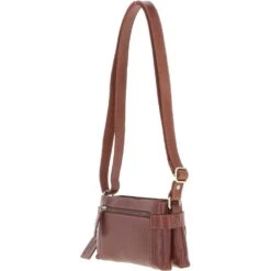 Two Section Zip Top Leather Crossbody Bag Chestnut: K-44 -Luxe Style Central two section zip top leather crossbody bag chestnut k 44 p7244 26609 image