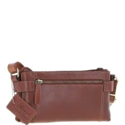 Two Section Zip Top Leather Crossbody Bag Chestnut: K-44 -Luxe Style Central two section zip top leather crossbody bag chestnut k 44 p7244 26612 image