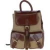 Unisex Leather Backpack - Rucksack Brandy/beige