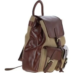 Unisex Leather Backpack - Rucksack Brandy/beige -Luxe Style Central unisex leather backpack rucksack brandy beige p6452 23499 image