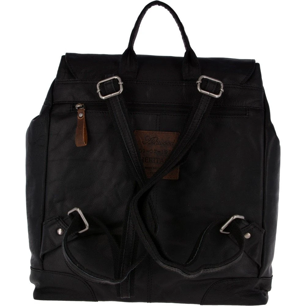 Unisex Leather Vintage Backpack Black/mud: F-86 5 Unisex Leather Vintage Backpack Black/mud: F-86 - Image 3