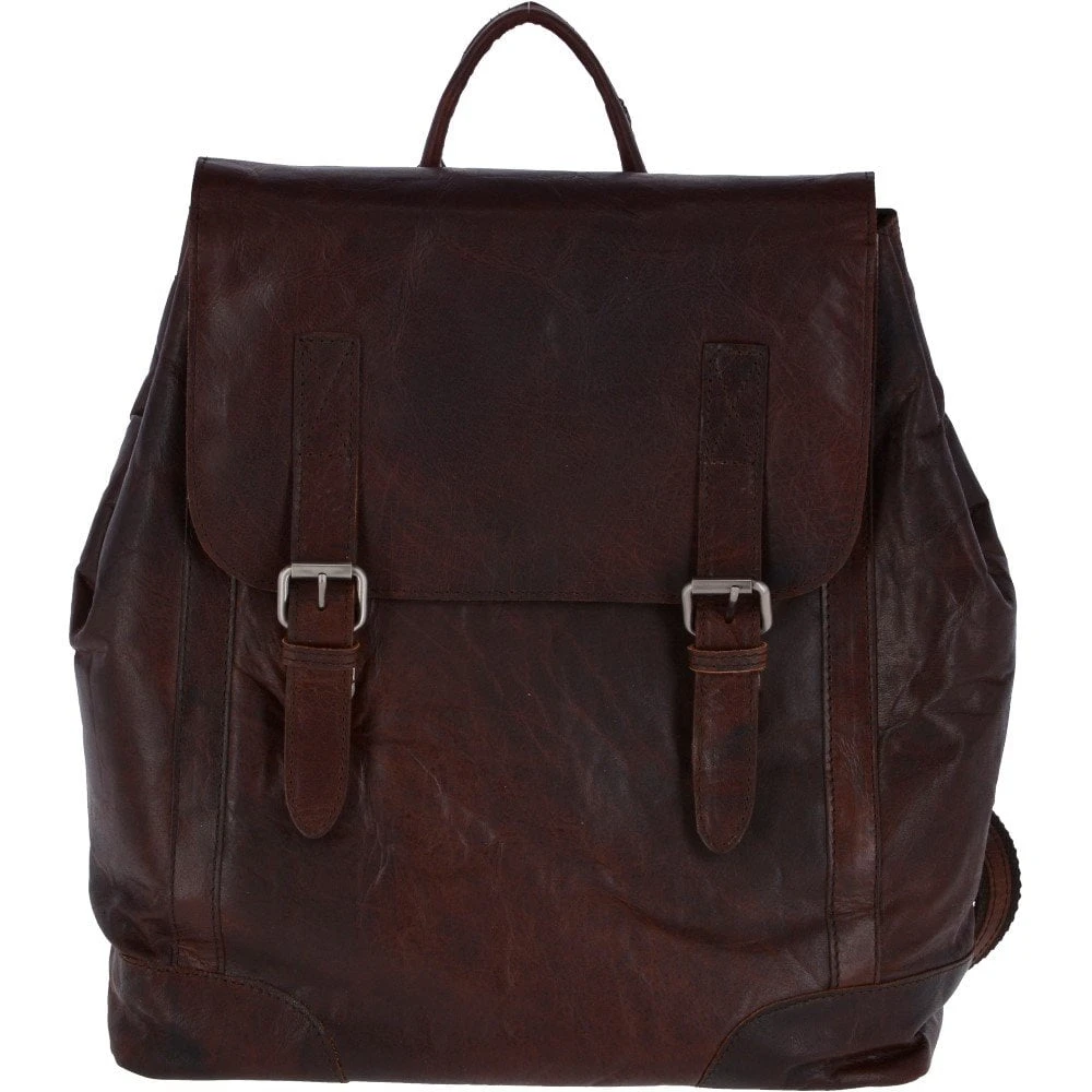 Unisex Leather Vintage Backpack Brandy : F-86 3 Unisex Leather Vintage Backpack Brandy : F-86