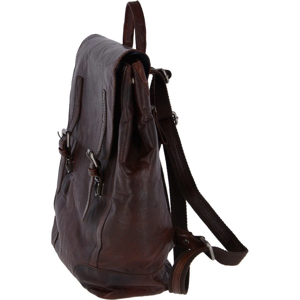 Unisex Leather Vintage Backpack Brandy : F-86 4 Unisex Leather Vintage Backpack Brandy : F-86 - Image 2