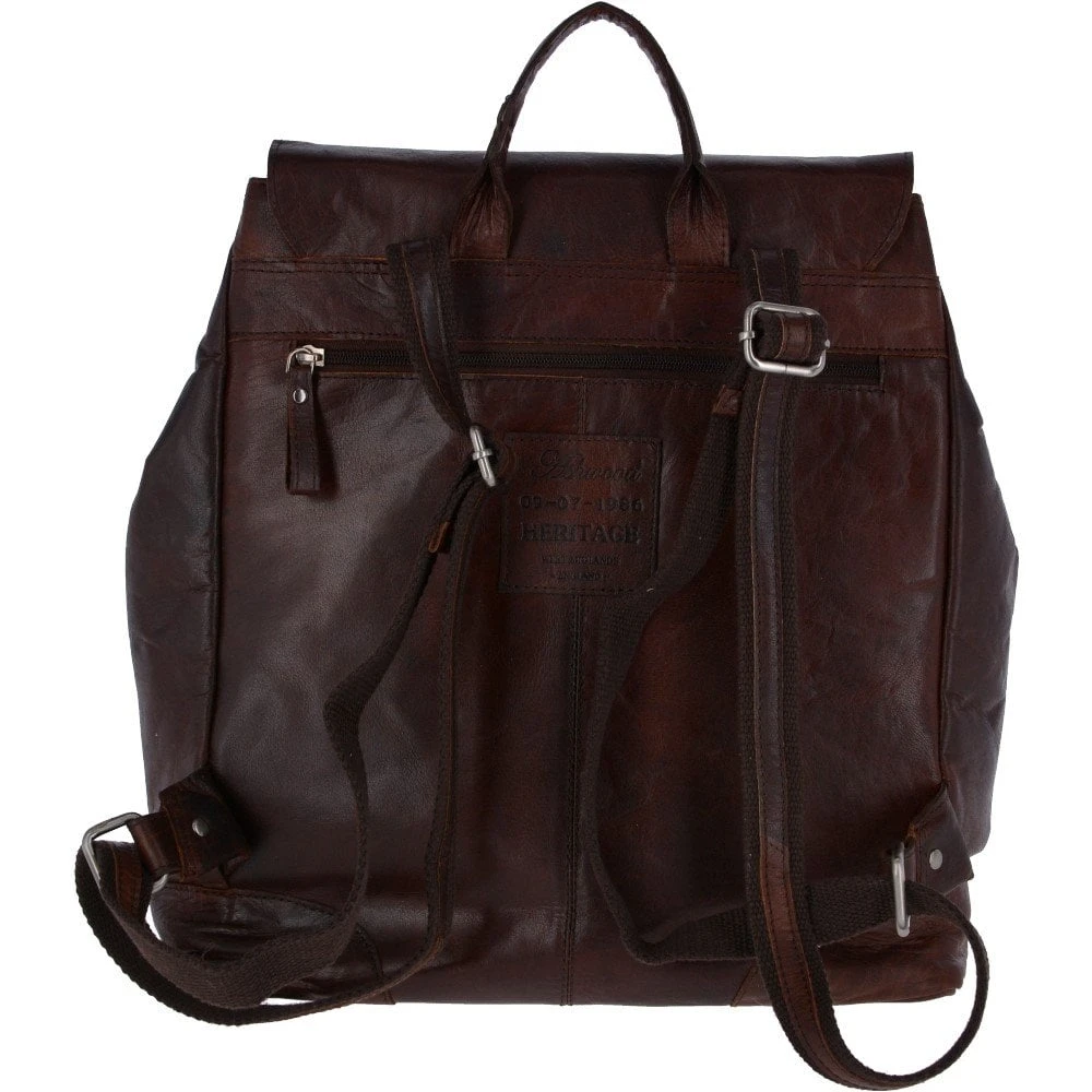 Unisex Leather Vintage Backpack Brandy : F-86 5 Unisex Leather Vintage Backpack Brandy : F-86 - Image 3