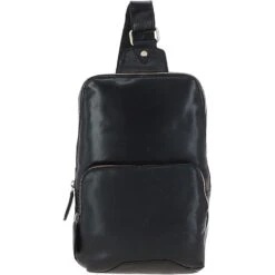 Unisex Medium Luxury Leather Sling Bag Black : G-39