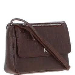 Valentina Flap Over Croc Print Real Leather Shoulder Bag Brandy/croc: MC5 -Luxe Style Central valentina flap over croc print real leather shoulder bag brandy croc mc5 p6846 25277 image