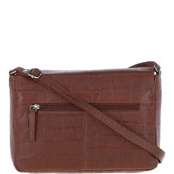 Valentina Flap Over Croc Print Real Leather Shoulder Bag Cognac/croc: MC5 -Luxe Style Central valentina flap over croc print real leather shoulder bag cognac croc mc5 p6847 25291 image