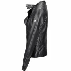 Veg Tanned Leather Biker Jacket Black : Kiara -Luxe Style Central veg tanned leather biker jacket black kiara p1393 10536 image