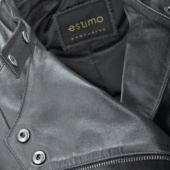 Veg Tanned Leather Biker Jacket Black : Kiara -Luxe Style Central veg tanned leather biker jacket black kiara p1393 10539 image