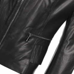 Vegetable Tanned Leather Biker Jacket Black : Renee -Luxe Style Central vegetable tanned leather biker jacket black renee p1424 6325 image