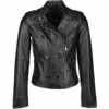 Vegetable Tanned Leather Biker Jacket Black : Rosabel