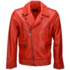 Vegetable Tanned Leather Biker Jacket Red : Phoenix -Luxe Style Central vegetable tanned leather biker jacket red phoenix p2299 10407 image