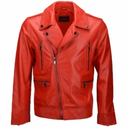 Vegetable Tanned Leather Biker Jacket Red : Phoenix