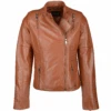 Vegetable Tanned Leather Biker Jacket Tan : Ballerina -Luxe Style Central vegetable tanned leather biker jacket tan ballerina p2306 10461 image