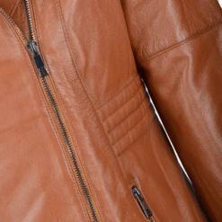 Vegetable Tanned Leather Biker Jacket Tan : Ballerina -Luxe Style Central vegetable tanned leather biker jacket tan ballerina p2306 10464 image