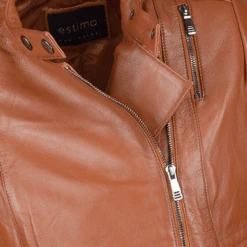 Vegetable Tanned Leather Biker Jacket Tan : Ballerina -Luxe Style Central vegetable tanned leather biker jacket tan ballerina p2306 10465 image