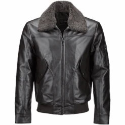 Vegetable Tanned Leather Jacket With Detachable Shearling Collar Brown : Winchester