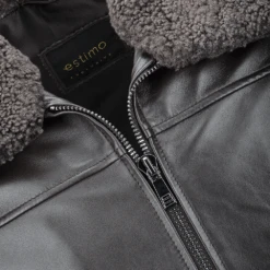 Vegetable Tanned Leather Jacket With Detachable Shearling Collar Brown : Winchester -Luxe Style Central vegetable tanned leather jacket with detachable shearling collar brown winchester p2297 10369 image