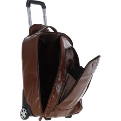 Vegetable Tanned Leather Luggage Cabin Trolley Chestnut : 89150 -Luxe Style Central vegetable tanned leather luggage cabin trolley chestnut 89150 p1347 24349 image