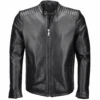 Vegetable Tanned Leather Ribbed Biker Jacket Black/ Nap : Colburn -Luxe Style Central vegetable tanned leather ribbed biker jacket black nap colburn p2288 10371 image