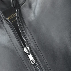 Vegetable Tanned Leather Ribbed Biker Jacket Black/ Nap : Colburn -Luxe Style Central vegetable tanned leather ribbed biker jacket black nap colburn p2288 10375 image