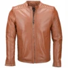 Vegetable Tanned Leather Ribbed Biker Jacket Tan/ Nap : Venom -Luxe Style Central vegetable tanned leather ribbed biker jacket tan nap venom p2289 10377 image