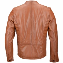 Vegetable Tanned Leather Ribbed Biker Jacket Tan/ Nap : Venom -Luxe Style Central vegetable tanned leather ribbed biker jacket tan nap venom p2289 10379 image
